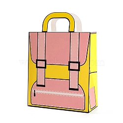 Cartoon Paper Packaging Tote Bag, Backpack Shape Baking Bag, Children's Birthday Gift Candy Cookie Tote Bag, Pink, 15.5x6.5x17.5cm(PW-WG45310-01)