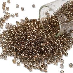 TOHO 8/0 Round Beads, Japanese Seed Beads, (204) Gold Luster Montana Blue, 3mm, Hole: 1mm, about 1111pcs/50g(SEED-XTR08-0204)