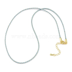 2MM Nylon Braided Cord Necklace Making, with Brass Findings and 202 Stainless Steel Lobster Claw Clasps, Golden, Long-Lasting Plated, Rack Plating, Sky Blue, 17.72 inch(45cm)(MAK-A019-02G-19)