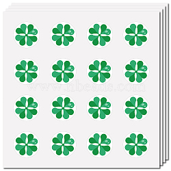 8 Sheets Plastic Waterproof Self-Adhesive Picture Stickers, Round Dot Cartoon Decals for Kid's Art Craft, Clover, 150x150mm, Sticker: 25mm(DIY-WH0428-022)