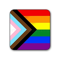 Pride Rainbow Flag Theme Tinplate Brooch, Square, Colorful, 50x50mm(PW-WG45491-03)
