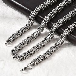 Non-Tarnish 201 Stainless Steel Byzantine Chain Necklaces, 31.5 inch(80cm), 6x6.5mm(NJEW-V0299-07)