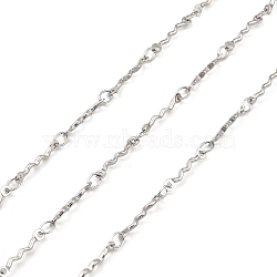 Handmade 304 Stainless Steel Wave Link Chains, Soldered, with Spool, Stainless Steel Color, 13x1x1mm, Ring: 2mm, about 32.81 Feet(10m)/Roll(CHS-G025-14P)