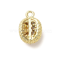 Brass Micro Pave Cubic Zirconia Pendants, Fruit Charms, Rack Plating, Long-Lasting Plated, Lead Free & Cadmium Free, Durian, 11x7.5x5.5mm, Hole: 1.2mm(KK-L229-001G-01)