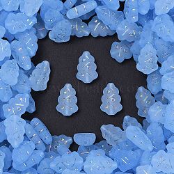 Frosted Transparent Acrylic Beads, Christmas Tree, Silver Metal Enlaced, AB Color Plated, Cornflower Blue, 17x11.5x4.5mm, Hole: 1.5mm, about 33pcs/20g(X1-OACR-P029-04B-04)