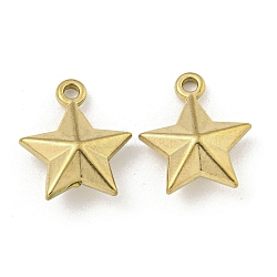 Ion Plating(IP) 304 Stainless Steel Charms, Star Charm, Real 18K Gold Plated, 14.5x12.5x4.5mm, Hole: 1.5mm(STAS-I307-551G)