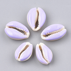 Cowrie Shell Beads, with Enamel, No Hole/Undrilled, Lilac, 20~26x13~18x5~7mm(SHEL-S274-04F)
