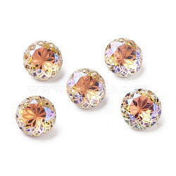 K9 Glass Rhinestone Pointed Back Cabochons, Random Color Back Plated, Faceted, Diamond, Flower Pattern, Paradise Shine, 10x6mm(X-RGLA-P030-06B-001PS)