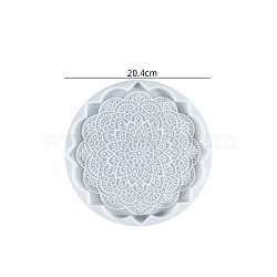 DIY Cup Mat Silicone Molds, Coaster Molds, Resin Casting Molds, Flat Round with Flower, White, 204x11mm, Inner Diameter: 200mm(SIMO-PW0001-121D)