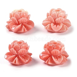 Synthetic Shell Dyed Carved Beads, Flower, Light Coral, 8.5x13x8.5mm, Hole: 1.8mm(SHEL-H005-16)