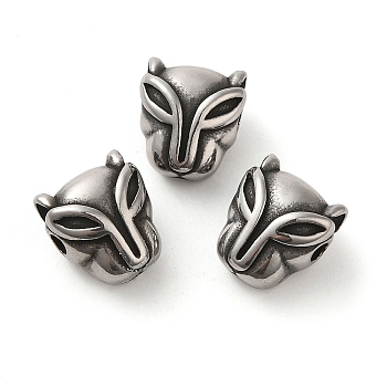 Leopard 304 Stainless Steel Beads, Antique Silver, 12x11x8mm, Hole: 2.5mm
