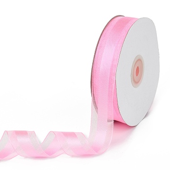 Solid Color Organza Ribbons, for Party Decoration, Gift Packing, Pearl Pink, 1"(25mm), about 50yard/roll(45.72m/roll)