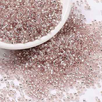Cylinder Seed Beads, Silver Lined, Round Hole, Uniform Size, Misty Rose, 2x1.5mm, Hole: 0.8mm, about 888pcs/10g