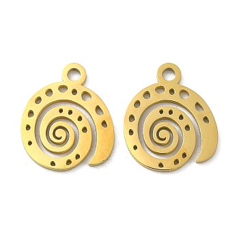 Ion Plating(IP) 304 Stainless Steel Charms, Laser Cut, Shell Charm, Golden, 14x12x1mm, Hole: 1.6mm