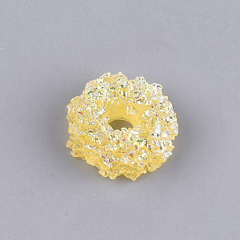 Resin Cabochons, AB Color Plated, Donut, Imitation Food, Yellow, 17~18.5x7~8mm