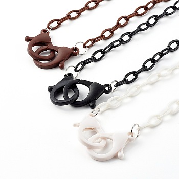 3Pcs 3 Colors Personalized ABS Plastic Cable Chain Necklaces, Handbag Chains, with Lobster Claw Clasps, Mixed Color, 18.98 inch(48.2cm), 1pc/color