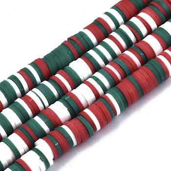 Handmade Polymer Clay Beads Strands, for DIY Jewelry Crafts Supplies, Heishi Beads, Disc/Flat Round, Teal, 6x0.5~1mm, Hole: 1.8mm, about 290~320pcs/strand, 15.75 inch~16.14 inch(40~41cm)