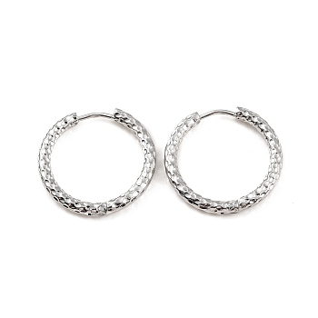 304 Stainless Steel Grooved Hoop Earrings, Stainless Steel Color, 23x2.5mm, Pin: 1mm