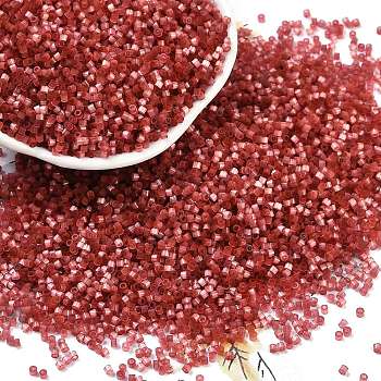 Imitation Cat Eyes Glass Seed Beads, Dyed, Cylinder, FireBrick, 1.6x1.3mm, Hole: 0.8mm, about 1333pcs/10g