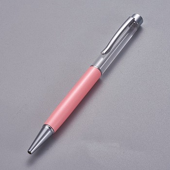 Creative Empty Tube Ballpoint Pens, with Black Ink Pen Refill Inside, for DIY Glitter Epoxy Resin Crystal Ballpoint Pen Herbarium Pen Making, Silver, Pink, 140x10mm