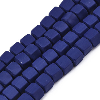Handmade Polymer Clay Beads Strands, Cube, Midnight Blue, 5x5x5mm, Hole: 1.8mm, about 86~88pcs/strand, 15.35 inch~16.34 inch(39~41.5cm)