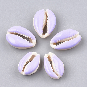 Cowrie Shell Beads, with Enamel, No Hole/Undrilled, Lilac, 20~26x13~18x5~7mm