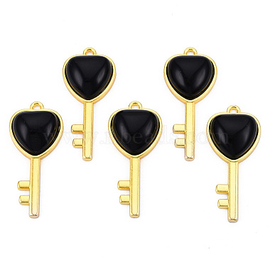 Light Gold Key Obsidian Pendants