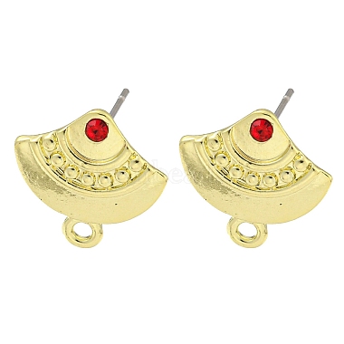 Golden Fan Alloy+Rhinestone Stud Earring Findings