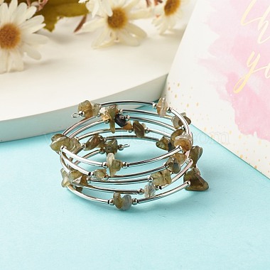 5-bracelets enveloppants en perles de labradorite naturelle à boucles pour femmes(BJEW-JB01517-07)-2