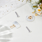2Pcs Column Glass Drawer Knob Pull Handles, with 2Pcs Screws, Platinum & Golden, 24x25mm(FIND-LP0009-76)