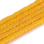 Imitation Jade Glass Beads Strands, Flat Round, Goldenrod, 4~4.5x3mm, Hole: 0.5~0.8mm, about 126~129pcs/strand, 14.57~14.96''(37~38cm)(GLAA-N026-2x4mm-J06)