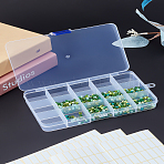 1Pc Plastic Grid Bead Containers, 15 Compartments Organiser Storage Box, Rectangle, with 3 Sheets Self-Adhesive Blank Paper Stickers, Clear, 10x17.2x2.1cm, Inner Diameter: 2.85x3.25cm(CON-LP0001-51)