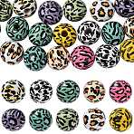 20Pcs 10 Colors Printed Wood Beads, Round with Leopard Print, Mixed Color, 16x14.5mm, Hole: 4.5mm, 2pcs/color(WOOD-FS0002-56)
