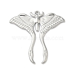 304 Stainless Steel Pendants, Butterfly Charm, Stainless Steel Color, 39.5x39x2mm, Hole: 1.8mm(STAS-I367-11P)