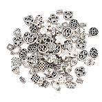Tibetan Style Alloy Beads, Mixed Shapes, Antique Silver, 6.5~13x6~10x3~5mm, Hole: 1.2~1.8mm(FIND-C093-04AS)