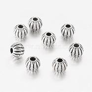 Tibetan Style Alloy Beads, Lead Free & Nickel Free & Cadmium Free, Round, Antique Silver, about 6mm in diameter, hole: 1mm(X-LF10326Y-NF)