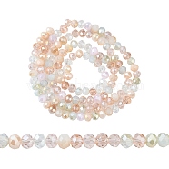 Electroplate Glass Beads Strands, Faceted, Rondelle, PeachPuff, 4.5x3.5mm, Hole: 1mm, about 140~143pcs/strand, 18.90 inch~19.29 inch(48cm~49cm)(EGLA-yw0002-C05)