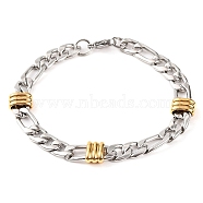 304 Stainless Steel Figaro Chain Bracelets for Women, Golden & Stainless Steel Color, 8-3/8 inch(21.2cm)(BJEW-G711-11GP)