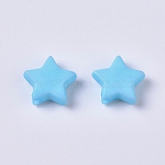 Opaque Acrylic Beads, Star, Light Sky Blue, 9.5x9.5x3.5mm, Hole: 0.5mm(X-SACR-WH0002-07A)