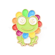 Colorful Animal Enamel Pin, Gold Plated Alloy Badge for Backpack Clothes, Frog Pattern, 29.5x24x1.5mm(JEWB-J005-13E-KCG)