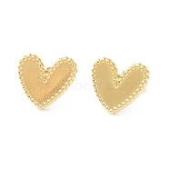 Ion Plating(IP) 304 Stainless Steel Heart Stud Earrings for Women, Golden, 13.5x15.5mm, Pin: 0.8mm(EJEW-I285-09G)