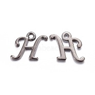 Gunmetal Plated Alloy Letter Pendants, Rack Plating, Letter.H, 12x12x2mm, Hole: 1.5mm(PALLOY-P097-03-H)