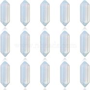 CHGCRAFT Faceted Bullet Opalite Double Terminated Pointed Beads, for Wire Wrapped Pendants Making, No Hole/Undrilled, 30x9x9mm, 15pcs/box(G-CA0001-57)