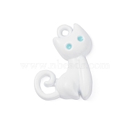 Alloy Enamel with Baking Painted Pendants, Cat, White, 20x15x4mm, Hole: 1.8mm(PALLOY-D065-04)