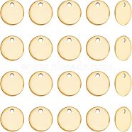 Unicraftale PVD Vacuum Plating 304 Stainless Steel Stamping Blank Tag Flat Round Charms, Golden, 8x0.8mm, Hole: 0.8mm, 50pcs/box(STAS-UN0017-69G)