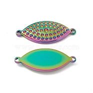 Ion Plating(IP) 304 Stainless Steel Connector Rhinestone Settings, Horse Eye, Rainbow Color, Fit it 1.8mm and 1mm Rhinestone, 11x27x2.5mm, Hole: 1.4mm(STAS-B031-22R)