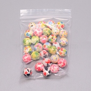 30Pcs 6 Style Opaque Printed Acrylic Beads, Round with Pot Leaf/Hemp Leaf Pattern, Mixed Color, 10x9.5mm, Hole: 2mm, 5pcs/style(MACR-FS0001-12)