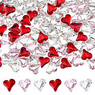 SUPERFINDINGS 200Pcs 3 Colors Glass Rhinestone Cabochons, Pointed Back & Silver Back Plated, Heart, Mixed Color, 8x8x3mm(GGLA-FH0001-02)