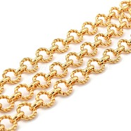 Brass Link Chains, Long-Lasting Plated, Unwelded, Twist Round & Rectangle, with Spool, Cadmium Free & Nickel Free & Lead Free, Real 18K Gold Plated, Link: 10x6x2mm, 11x2mm(CHC-C020-18G-NR)