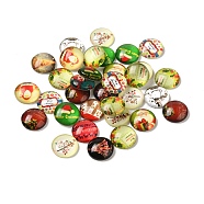 Christmas Ornaments Half Round/Dome Christmas Photo Glass Cabochons, Mixed Color, 14x5mm(GGLA-A002-14mm-KK)